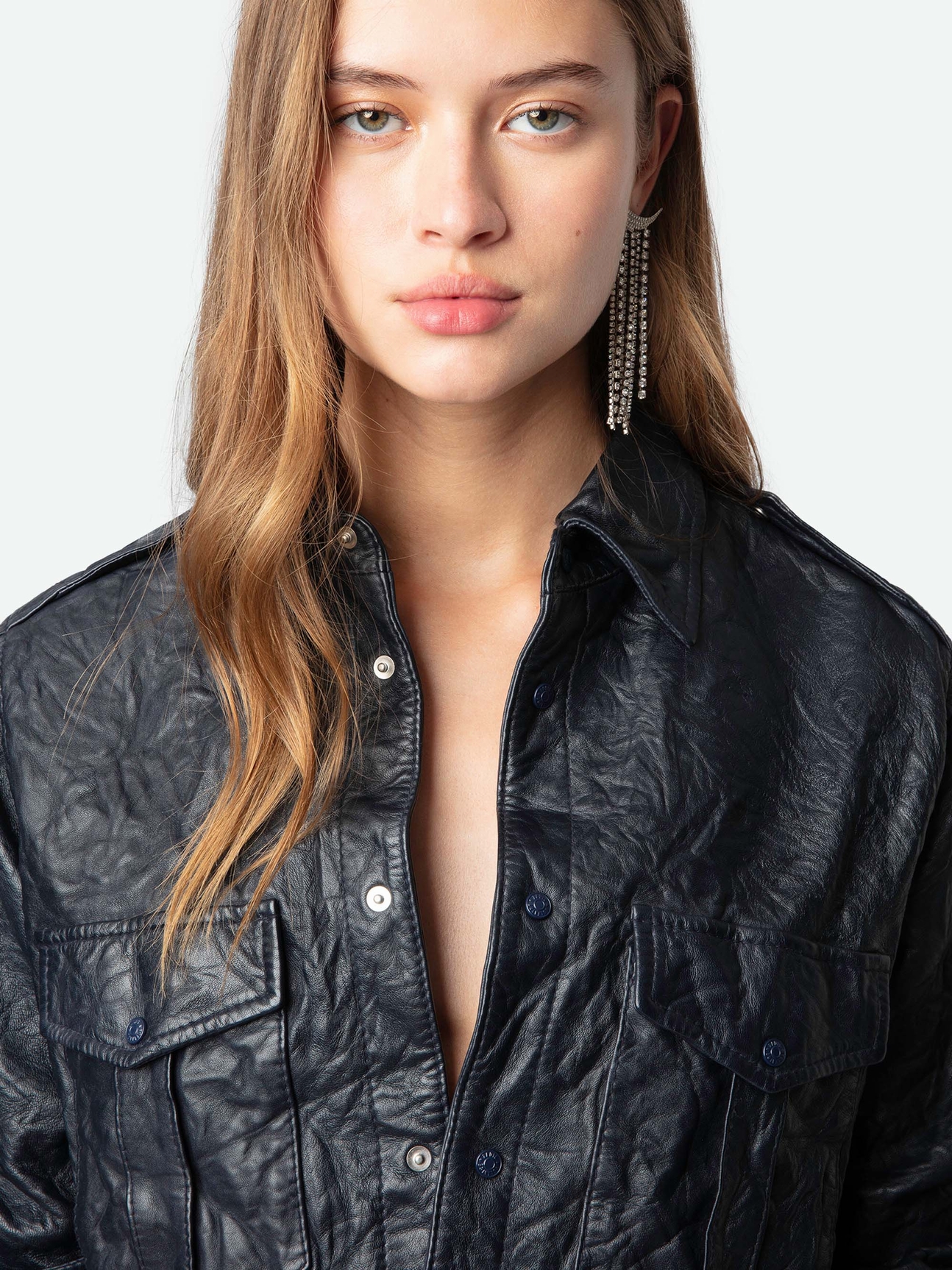 TASKA CRINKLED LEATHER SHIRT