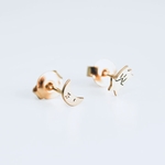 BOUCLES D'OREILLES PLAQUE OR - ADORABILI - ASYMETRIQUE LUNE ETO - 1
