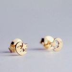 BOUCLES D'OREILLES PLAQUE OR - ADORABILI - LUNE - 1