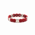 BRACELET COLORE METAL EMAILLE - SELECTION MAISON PLUME - SILVER ROUGE - 1