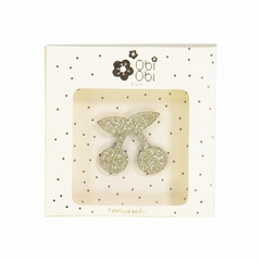 BROCHE PAILLETTE 6CM - OBI OBI - CERISE OR - 1