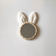 PETIT MIROIR LAPIN - ATELIER SOLELH - BLANC CASSE - 1