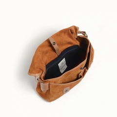 SAC MUSETTE LEATHER PM - BLEU DE CHAUFFE - OCRE - 2