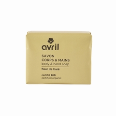 SAVON CORPS & MAINS 100 G BIO - AVRIL - FLEUR DE TIARE - 1
