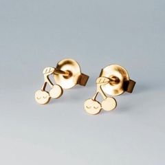 BOUCLES D'OREILLES PLAQUE OR - ADORABILI - CERISES - 1