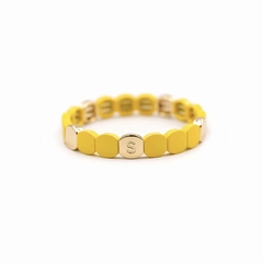 BRACELET COLORE METAL EMAILLE - SELECTION MAISON PLUME - JAUNE POUSSIN - 1