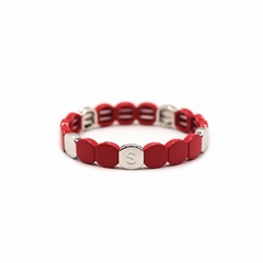 BRACELET COLORE METAL EMAILLE - SELECTION MAISON PLUME - SILVER ROUGE - 1