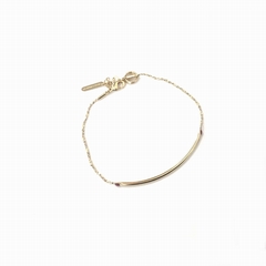 BRACELET CLASH TUBE PLAQUE OR - LES FEMMES A BARBES - VIEUX ROSE - 1