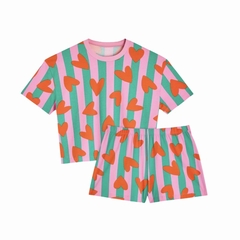 PYJAMA COTON BIO - WE ARE JOLIES - COEURS RAYURES - 1