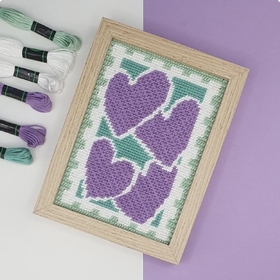 KIT COMPLET CANEVAS 13X18CM - SELECTION MAISON PLUME - TIMBRE COEURS