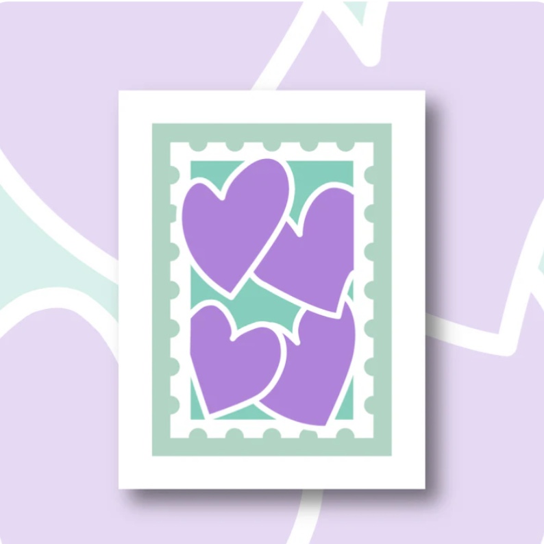 KIT COMPLET CANEVAS 13X18CM - SELECTION MAISON PLUME - TIMBRE COEURS