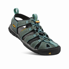 SANDALE CLEARWATER CNX LEATHER - KEEN - MINERAL BLUE/YELLOW