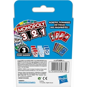 MONOPOLY 3, 2, 1 JEU DE CARTES JEUX SOCIETE DIVERS -2