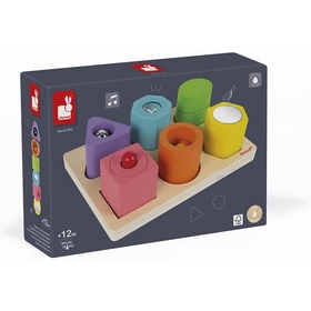 6 CUBES SENSORIELS PUZZLE BOIS JOUETS EVEIL JANOD -1