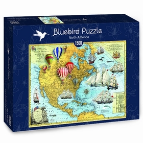 1500 PCS MAP NORTH AMERICA PUZZLES BLUEBIRD -1