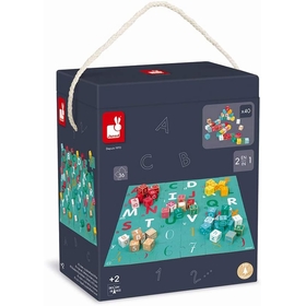 40 CUBES BOIS +PUZZLE CHIFFRES JOUETS EVEIL JANOD -1