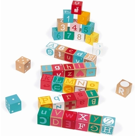 40 CUBES BOIS +PUZZLE CHIFFRES JOUETS EVEIL JANOD -2