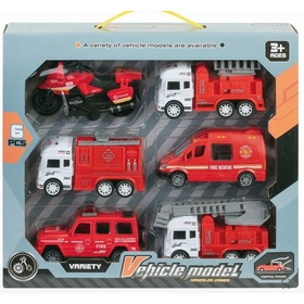 COFFRET 6 CAMIONS POMPIER 12CM VEHICULES DIVERS -1