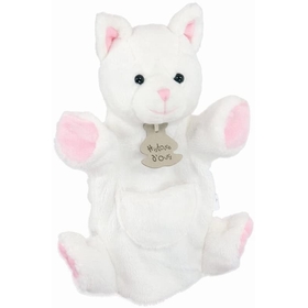 MARIONETTE CHAT BLANC PELUCHES DOUDOU ET COMPAGNIE -1