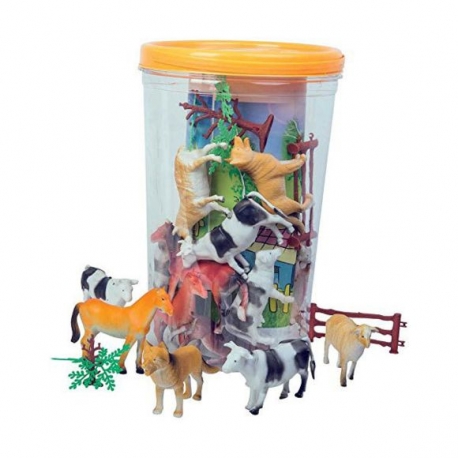 BARIL 40 ANIMAUX FERME DIVERS FIGURINES