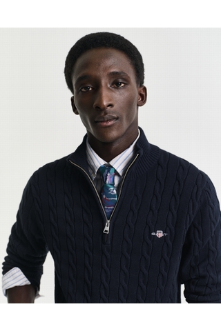 PULL À DEMI-ZIPPÉ TORSADÉE GANT