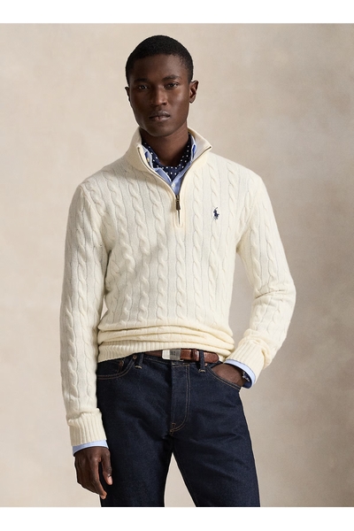 PULL COL ZIPPÉ TORSADE