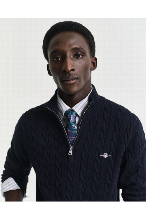PULL À DEMI-ZIPPÉ TORSADÉE GANT