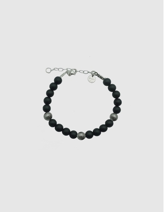 BRACELET PERLE ONYX ARGENT