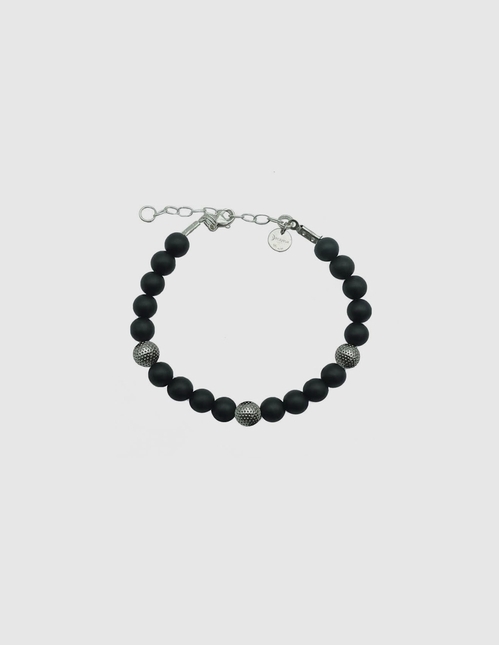 BRACELET PERLE ONYX ARGENT