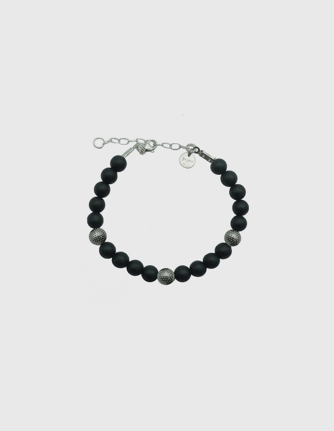 BRACELET PERLE ONYX ARGENT