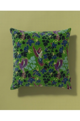 COUSSIN CARRE VELOURS ANCOLIE - LES TOURISTES PARIS - VERT