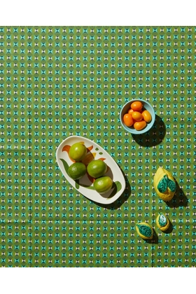 NAPPE COTON BIO ZIGGY CERCLES - LES TOURISTES PARIS - VERT