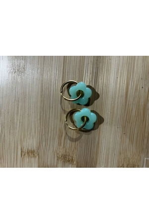 CREOLES FLEURETTE VERT D EAU - EMMA BIJOUX PARIS