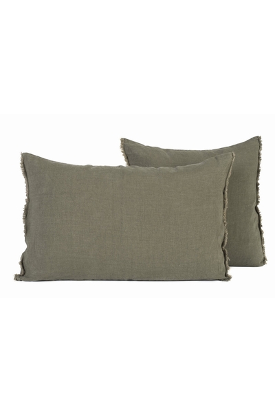 HOUSSE DE COUSSIN LIN KAKI - HAOMY