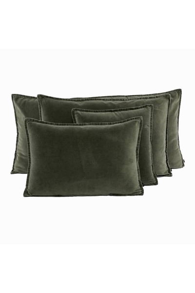 Housse de Coussin Velours Uni Kaki - Collection Manhattan