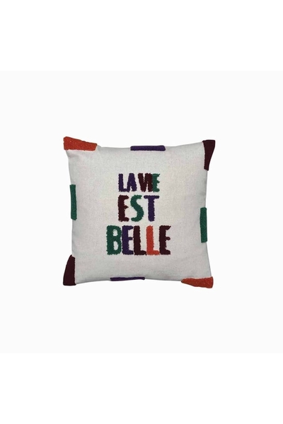 Coussin Brodé La Vie Est Belle Nouvelle Collection Printemps