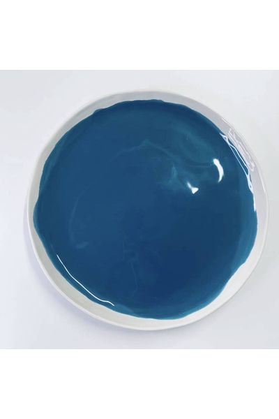 Assiette Plate Terra  Bleu pétrole Avec son émaillage