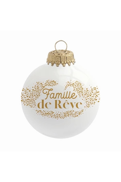 BOULE DE NOËL EN VERRE BLANC  FAMILLE DE RÊVE  Nouvelle