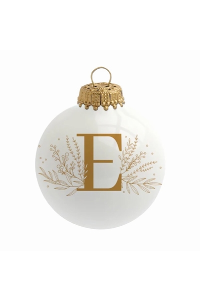 BOULE DE NOËL EN VERRE BLANC  LETTRE E  Nouvelle Collection