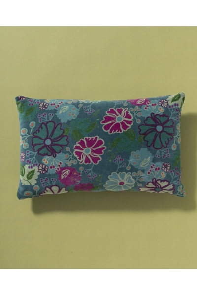 Coussin rectangulaire en velours imprimé - Cosmos Teal
