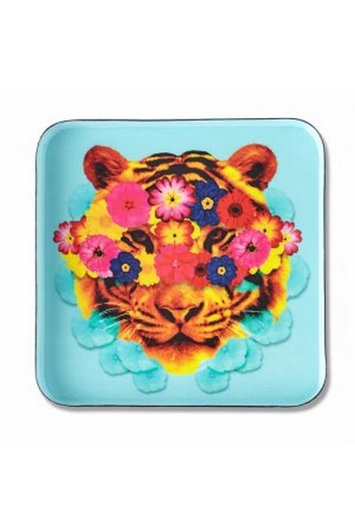 Vide-poches carré en métal.  Mask Tiger  Cette curieuse