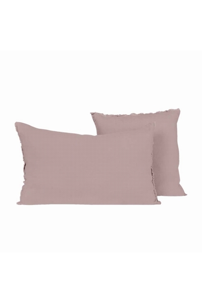Housse de coussin  LIMY  en lin avec finition frangée -