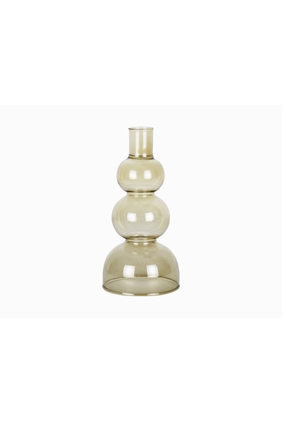 Bougeoir en verre vert clair  Layered Circles  3 boules de
