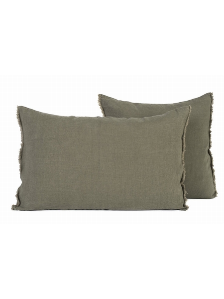 HOUSSE DE COUSSIN LIN KAKI - HAOMY - KAKI - 1