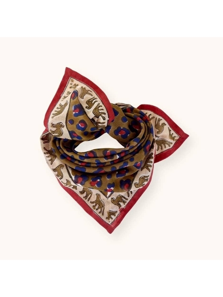 PETIT FOULARD DUPITTA LEOPARD - APACHES COLLECTION - KAKI - 1