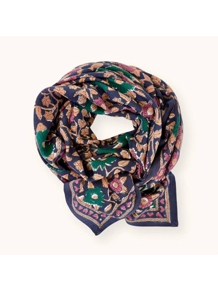 GRAND FOULARD COEUR NAVY - APACHES COLLECTION - NAVY FOREST - 1