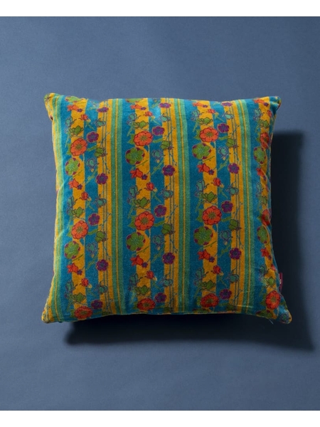 COUSSIN CARRE VELOURS - LES TOURISTES PARIS - VERT JAUNE - 1