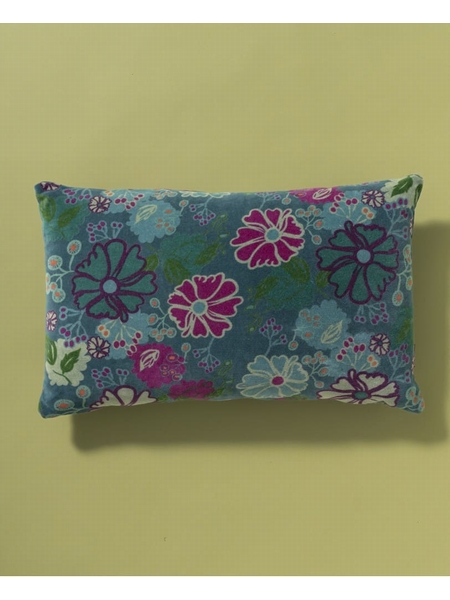 COUSSIN RECTANGULAIRE VELOURS - LES TOURISTES PARIS - BLEU - 1