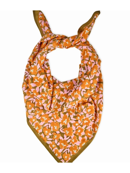 GRAND FOULARD POSY CANNELLE - BINDI ATELIER - KAKI ORANGE - 1