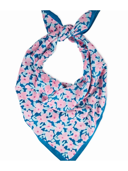 GRAND FOULARD POSY OPALE - BINDI ATELIER - ROSE BLEU - 1